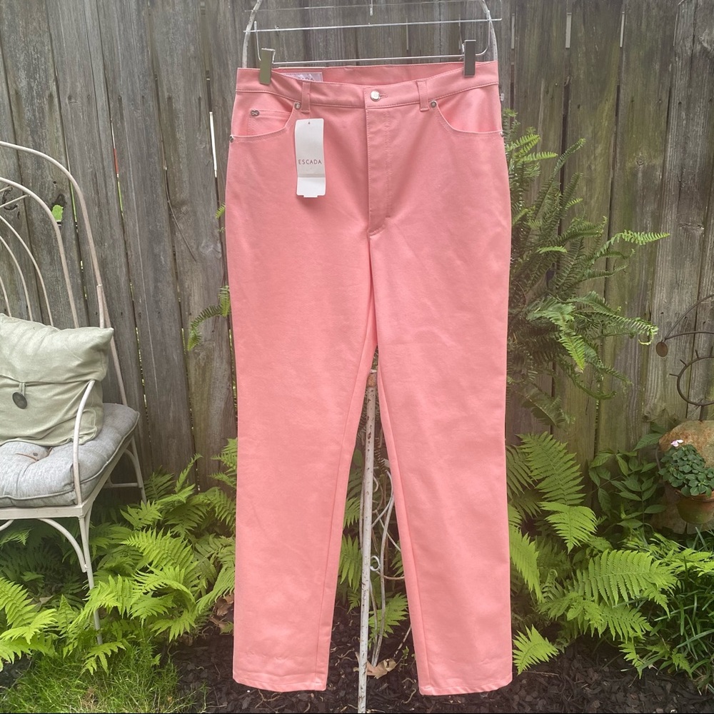 NEW Escada High Rise Tamara Reed Straight‎ Leg Peach Trouser Pant 8